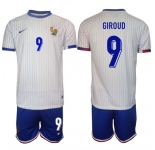 Men's France #9 Olivier Giroud White 2024-25 Away Soccer Jersey Suit