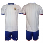 Men's France Blank White 2024-25 Away Soccer Jersey Suit