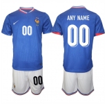 Men's France Custom Blue 2024-25 Home Soccer Jersey Suit