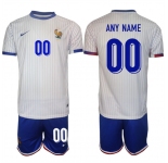 Men's France Custom White 2024-25 Away Soccer Jersey Suit