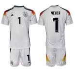 Men's Germany #1 Manuel Neuer White 2024-25 Home Soccer Jersey Suit