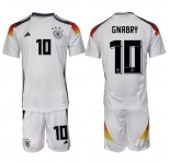 Men's Germany #10 Serge Gnabry White 2024-25 Home Soccer Jersey Suit