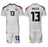 Men's Germany #13 Thomas Müller White 2024-25 Home Soccer Jersey Suit