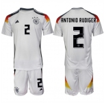 Men's Germany #2 Antonio Rüdiger White 2024-25 Home Soccer Jersey Suit