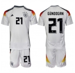 Men's Germany #21 İlkay Gündoğan White 2024-25 Home Soccer Jersey Suit