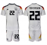Men's Germany #22 Ter Stegen White 2024-25 Home Soccer Jersey Suit