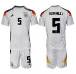 Men's Germany #5 Hummels White 2024-25 Home Soccer Jersey Suit