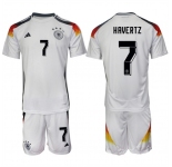 Men's Germany #7 Kai Havertz White 2024-25 Home Soccer Jersey Suit