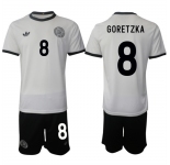 Men's Germany #8 Leon Goretzka White 2025 Home Soccer Jersey Suit