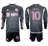 Men's Inter Miami CF #10 Lionel Messi 2023-24 Black Away Soccer Jersey Suit