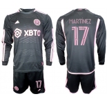 Men's Inter Miami CF #17 Martínez 2023-24 Black Away Soccer Jersey Suit