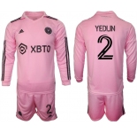 Men's Inter Miami CF #2 Yedlyn 2023-24 Pink Home Soccer Jersey Suit