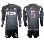 Men's Inter Miami CF #5 sergio 2023-24 Black Away Soccer Jersey Suit