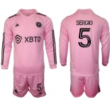 Men's Inter Miami CF #5 sergio 2023-24 Pink Home Soccer Jersey Suit