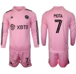 Men's Inter Miami CF #7 Mota 2023-24 Pink Home Soccer Jersey Suit