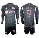 Men's Inter Miami CF #9 Luis Suárez 2023-24 Black Away Soccer Jersey Suit