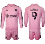Men's Inter Miami CF #9 Luis Suárez 2023-24 Pink Home Soccer Jersey Suit