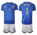 Men's Italy #1 Gianluigi Buffon 2025-26 Blue Home Soccer Jersey Suit