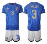 Men's Italy #3 Paolo Maldini 2025-26 Blue Home Soccer Jersey Suit