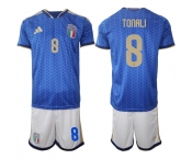 Men's Italy #8 Sandro Tonali 2025-26 Blue Home Soccer Jersey Suit
