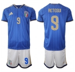 Men's Italy #9 Mateo Retegui 2025-26 Blue Home Soccer Jersey Suit