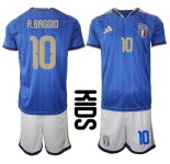Youth Italy #10 R.BAGGIO National Team FIFA x World Cup 2026 Home Blue On Field Kids Jerseys