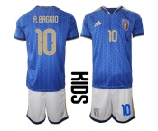 Youth Italy #10 R.BAGGIO National Team FIFA x World Cup 2026 Home Blue On Field Kids Jerseys