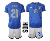 Youth Italy #21 PIRLO National Team FIFA x World Cup 2026 Home Blue On Field Kids Jerseys