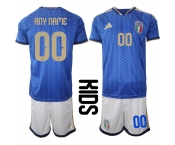 Youth Italy Custom Any Name And Number National Team FIFA x World Cup 2026 Home Blue On Field Kids Jerseys
