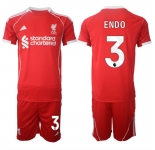 Men's Liverpool #3 Wataru Endo 2025 Red Home Soccer Jersey Suit
