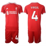 Men's Liverpool #4 Virgil 2025 Red Home Soccer Jersey Suit