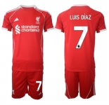 Men's Liverpool #7 Luis Diaz 2025 Red Home Soccer Jersey Suit