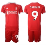 Men's Liverpool #9 Darwin 2025 Red Home Soccer Jersey Suit