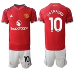 Men's Manchester United #10 Marcus Rashford 2025-26 Red Home Soccer Jersey Suit