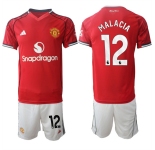 Men's Manchester United #12 Tyrell Malacia 2025-26 Red Home Soccer Jersey Suit