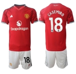Men's Manchester United #18 Casemiro2025-26 Red Home Soccer Jersey Suit