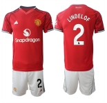 Men's Manchester United #2 Victor Lindelf 2025-26 Red Home Soccer Jersey Suit