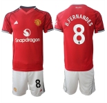 Men's Manchester United #8 Bruno Fernandes 2025-26 Red Home Soccer Jersey Suit