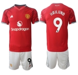 Men's Manchester United #9 Rasmus Hjlund 2025-26 Red Home Soccer Jersey Suit