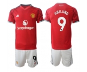 Men's Manchester United #9 Rasmus Hjlund 2025-26 Red Home Soccer Jersey Suit