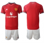 Men's Manchester United Blank 2025-26 Red Home Soccer Jersey Suit