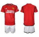 Men's Manchester United Blank Red 2023-24 Home Soccer Jersey