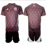 Kid Mexico Blank 2024 Soccer Short Sleeve Jersey