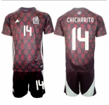 Men's Mexico #14 Chicharito Green 2024 Home Soccer Jersey Suit