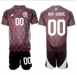 Men's Mexico Custom 2024-25 Burgundy Home Soccer Jersey Suit