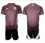 Men's Mexico Team Blank 2024-25 Burgundy Home Soccer Jersey Suit