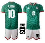 Youth Mexico #10 A.UEGA National Team FIFA x World Cup 2026 Home Green On Field Kids Jersey