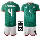 Youth Mexico #4 R.MARQUEZ National Team FIFA x World Cup 2026 Home Green On Field Kids Jersey