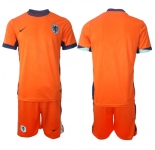 Men's Netherlands Custom Orange 2024-25 Home Soccer Jersey Suit