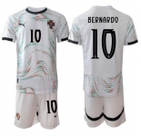 Men's Portugal Team #10 Bernardo 2025 White Away Soccer Jersey Suit